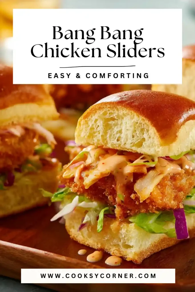 Tray of bang bang chicken sliders served warm and ready for a party or game day.