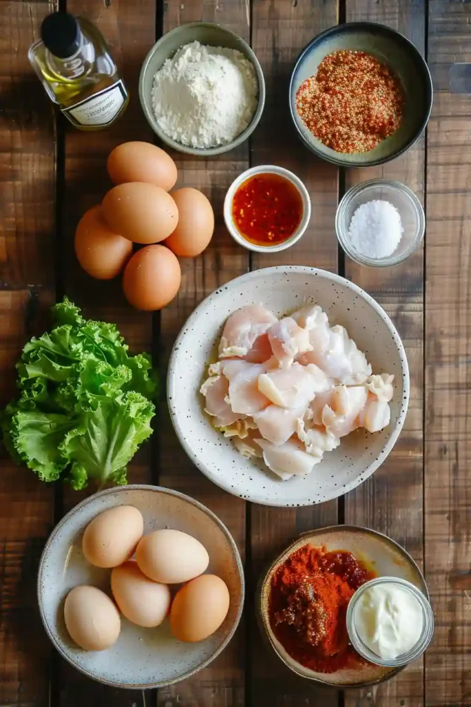 Crispy chicken sliders with bang bang sauce stacked on a platter.