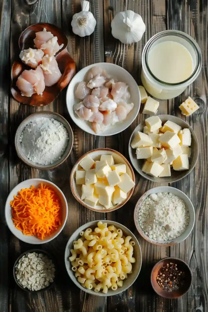 Comfort food dinner featuring creamy mac and cheese and glazed chicken.