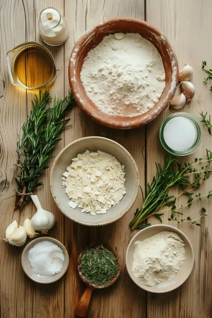 Rustic garlic parmesan herb loaf served warm on a cutting board.