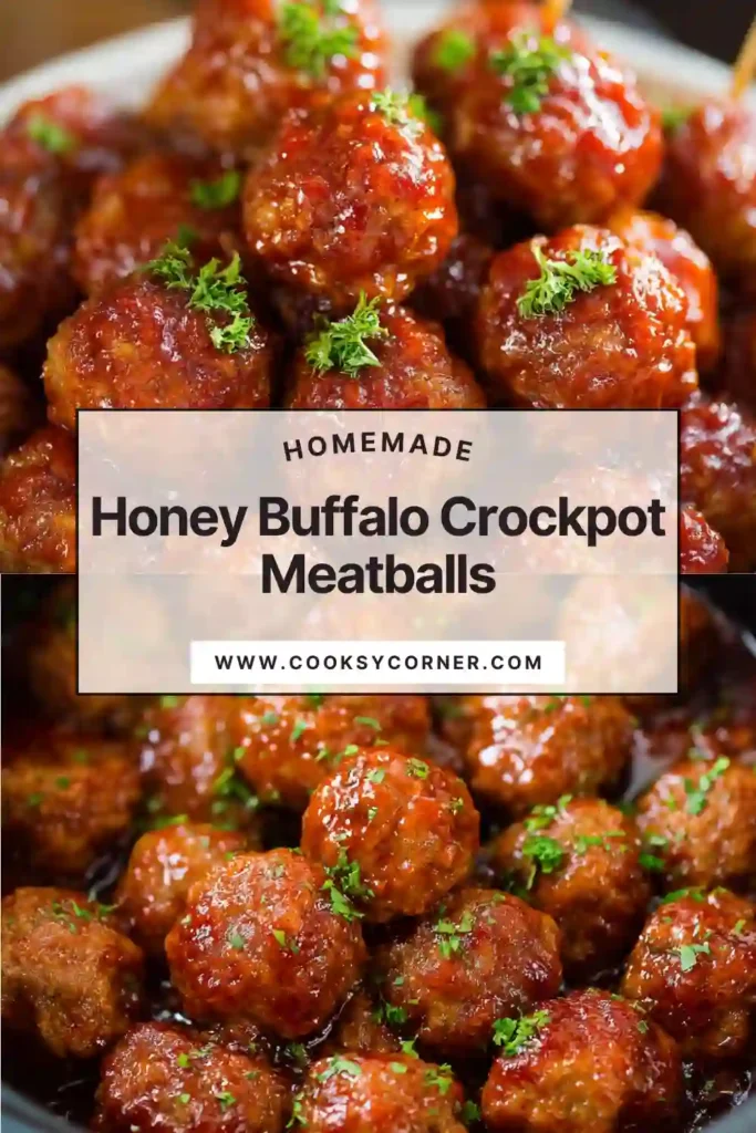 Sweet and spicy honey buffalo meatballs in a bowl.