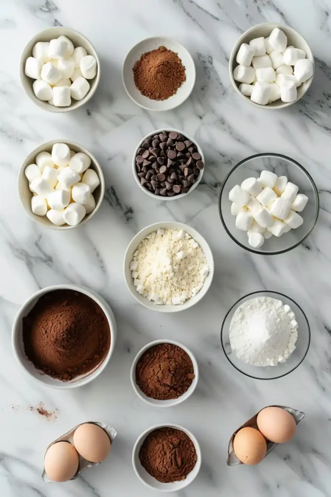 Soft Hot Chocolate Cookies stacked on a plate, highlighting their rich cocoa flavor and fluffy marshmallows.