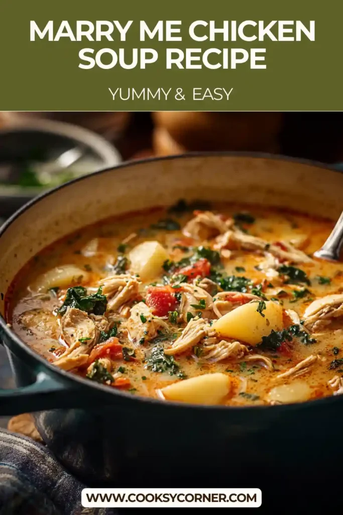 Close-up of creamy chicken soup with spinach and sun-dried tomatoes, perfect for cozy dinners.