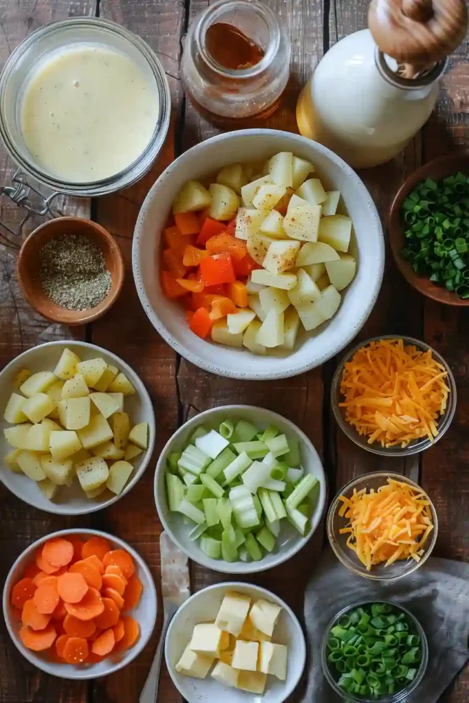 Homemade Cajun potato soup cooked in a slow cooker and served warm. A hearty and flavorful comfort soup.