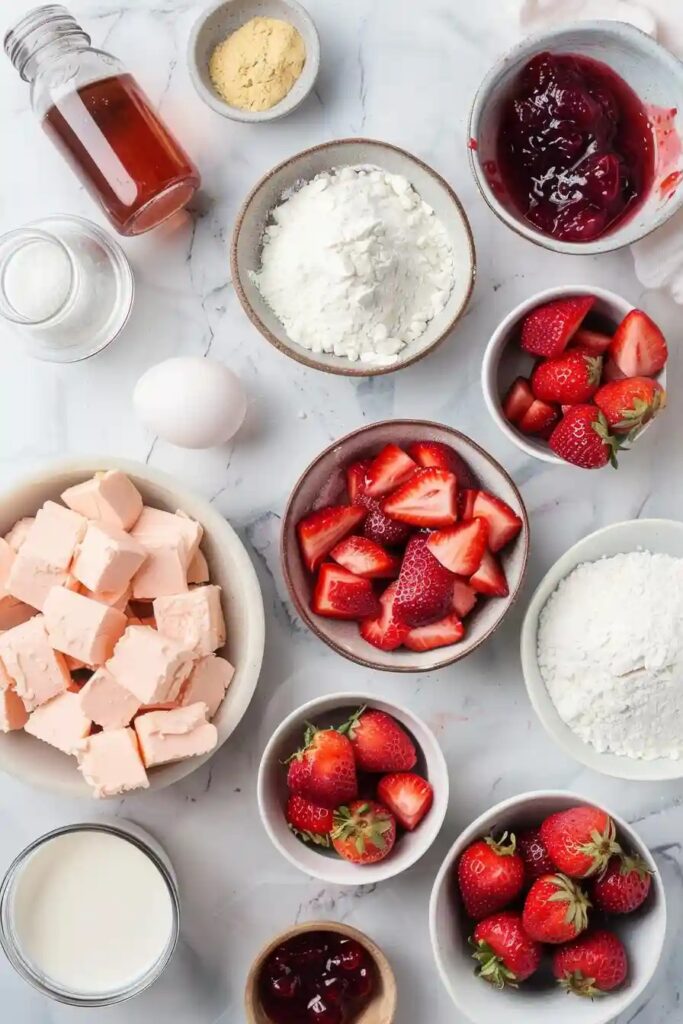 Soft Strawberry Cheesecake Cookies with golden edges, oozing cheesecake filling and vibrant strawberry swirls — perfect for strawberry dessert lovers.