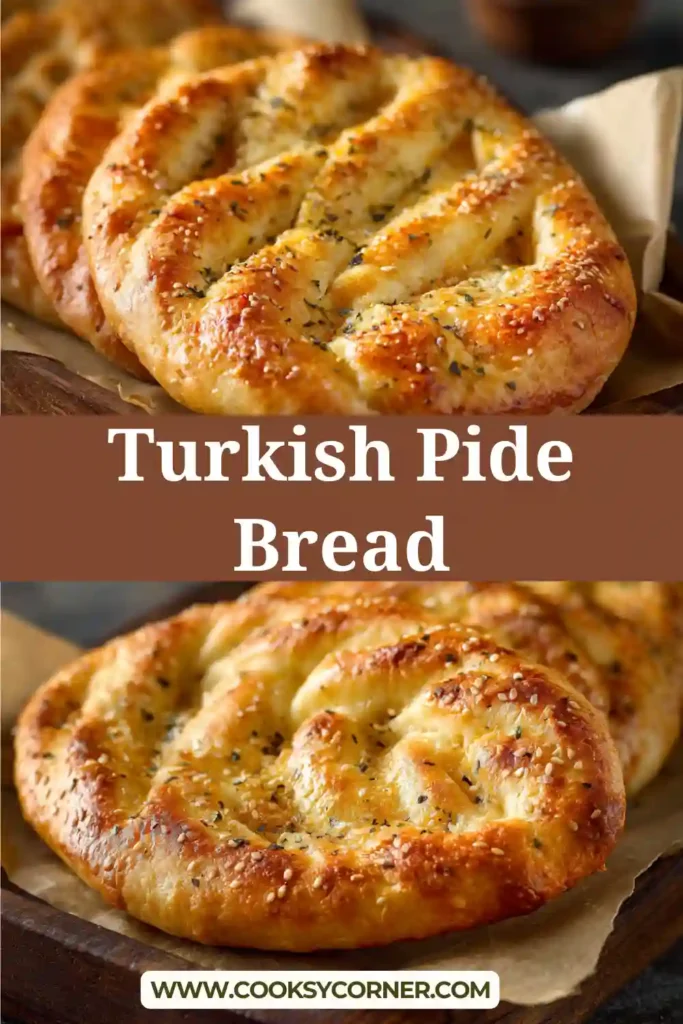 Homemade Turkish flatbread topped with sesame seeds and baked fresh.