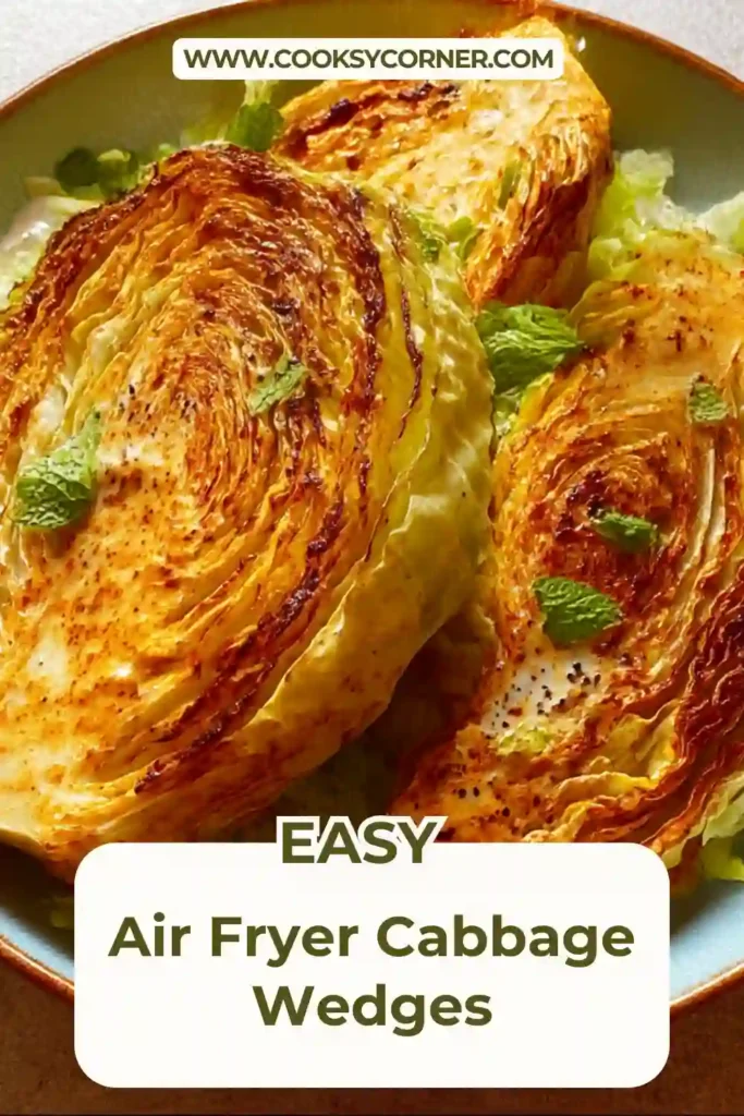 Air Fryer Cabbage Wedges seasoned with turmeric and chili powder.