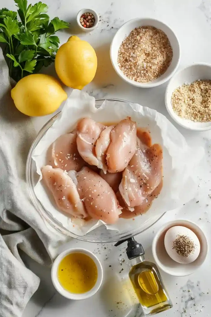 Close-up of crispy chicken tenders fresh from the air fryer.