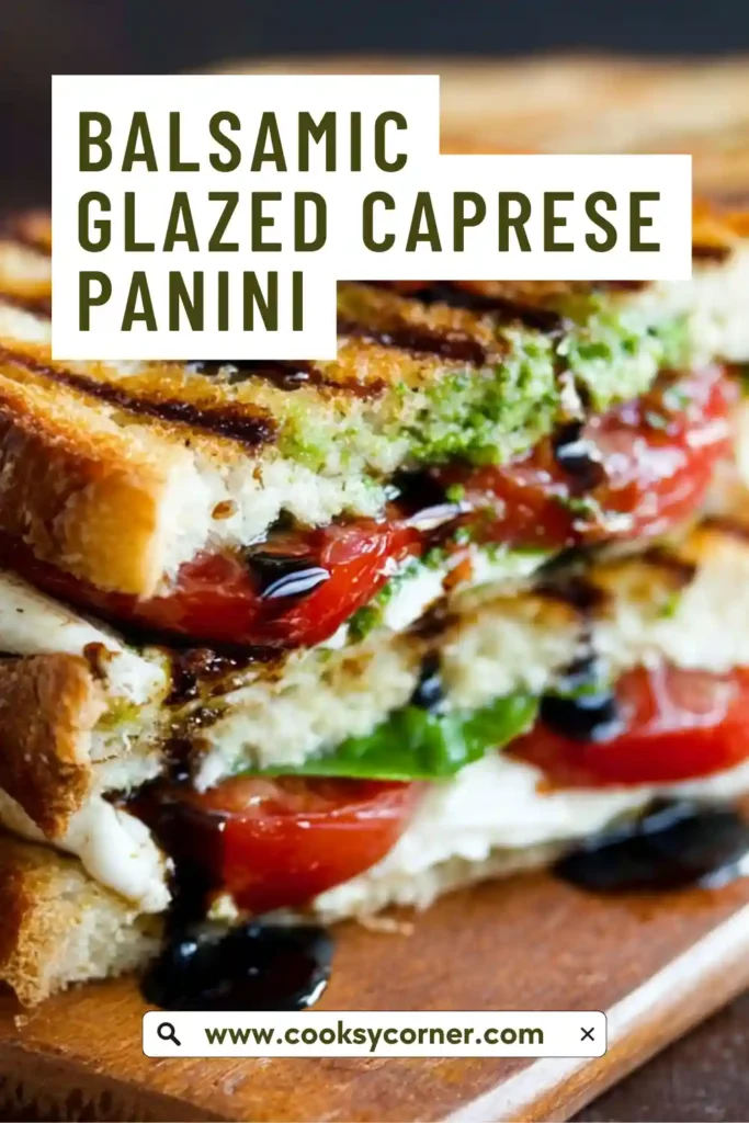 Italian-style Caprese panini with basil pesto, fresh mozzarella, and tomatoes grilled until golden.