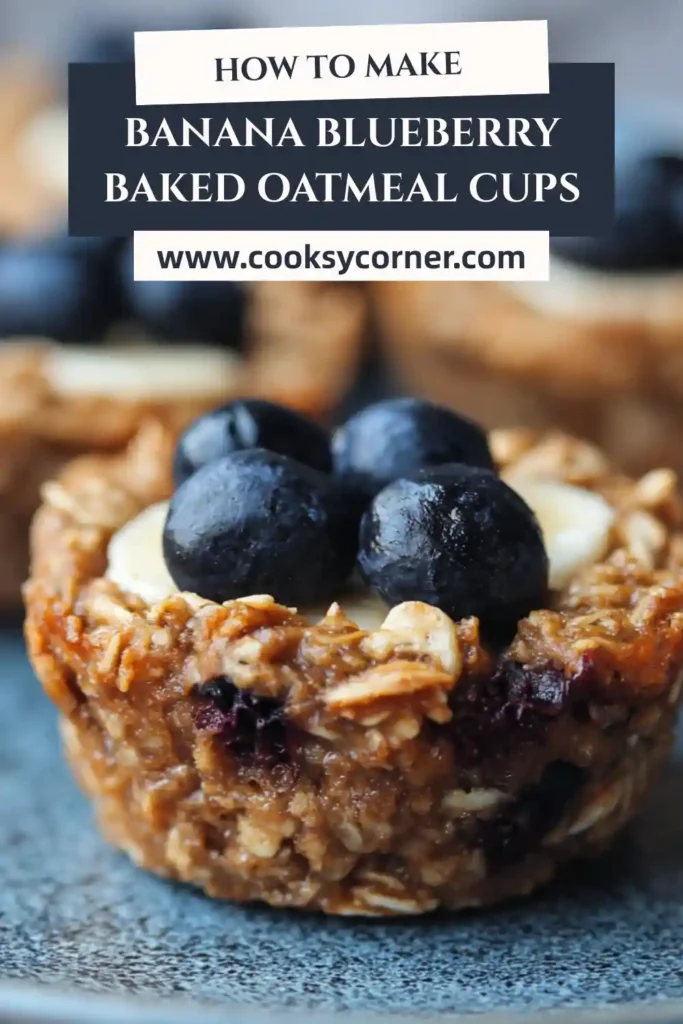 Banana Blueberry Baked Oatmeal Cups baked until golden and filled with juicy blueberries. These healthy oatmeal cups are perfect for meal prep breakfasts.