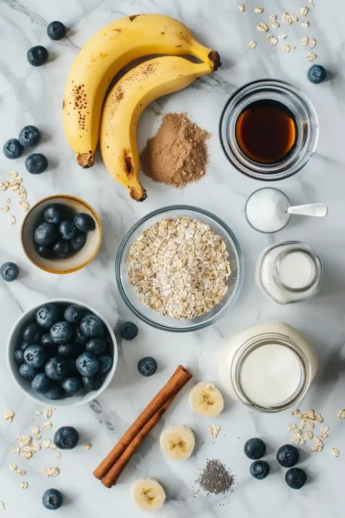 Healthy Banana Blueberry Baked Oatmeal Cups served warm. Ideal for make-ahead breakfasts and snacks.