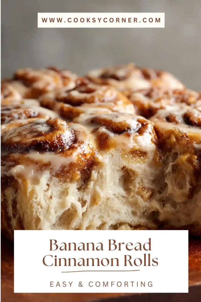 Soft banana cinnamon rolls baked until golden brown.