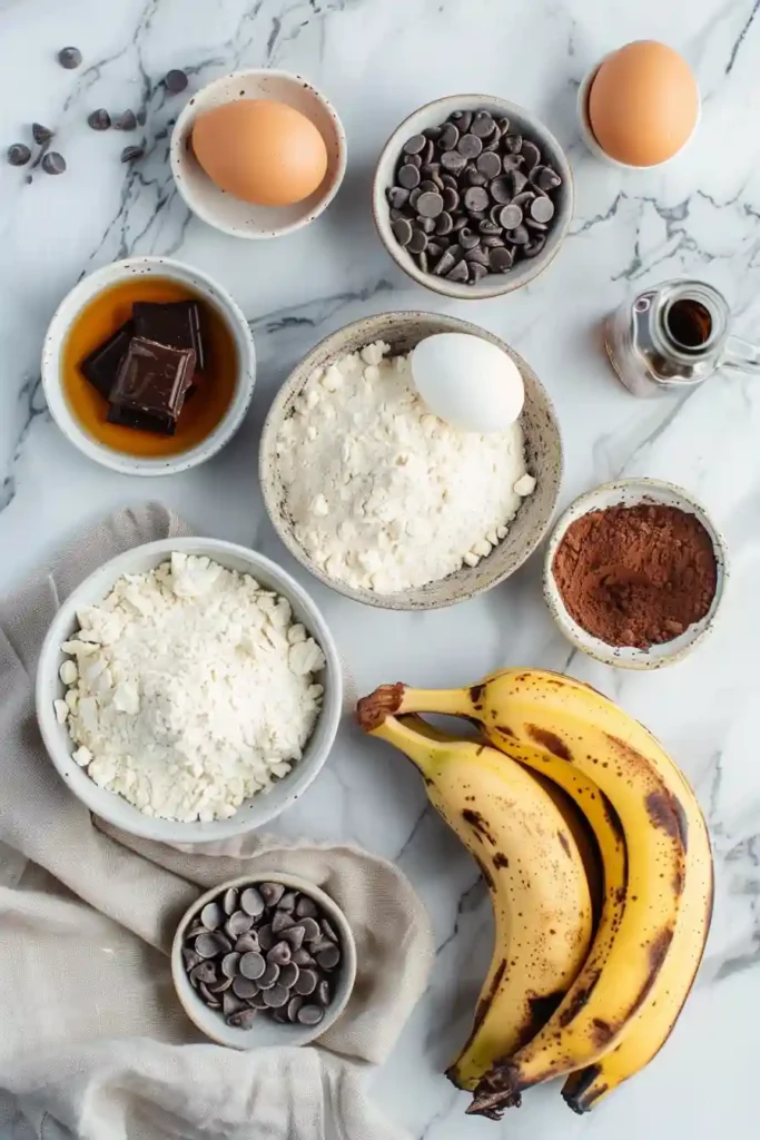 Freshly baked banana chocolate chip muffins in paper liners.