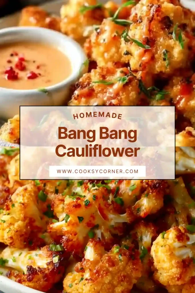 Close-up of Easy Bang Bang Cauliflower highlighting crispy texture and creamy sauce.