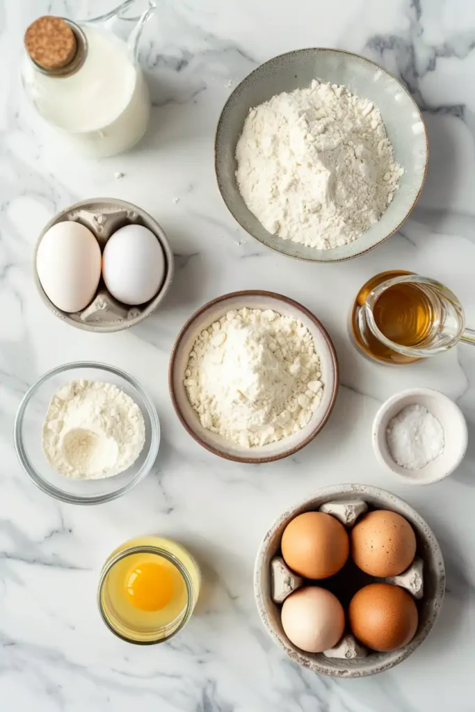 Belgian waffles stacked on a plate with butter and syrup, showing a fluffy interior and crisp golden edges made using a Belgian Waffles Recipe.