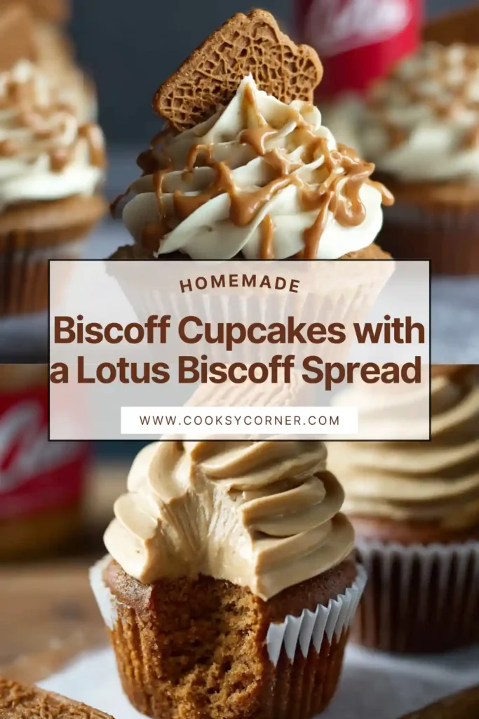Lotus Biscoff cupcakes drizzled with melted spread.