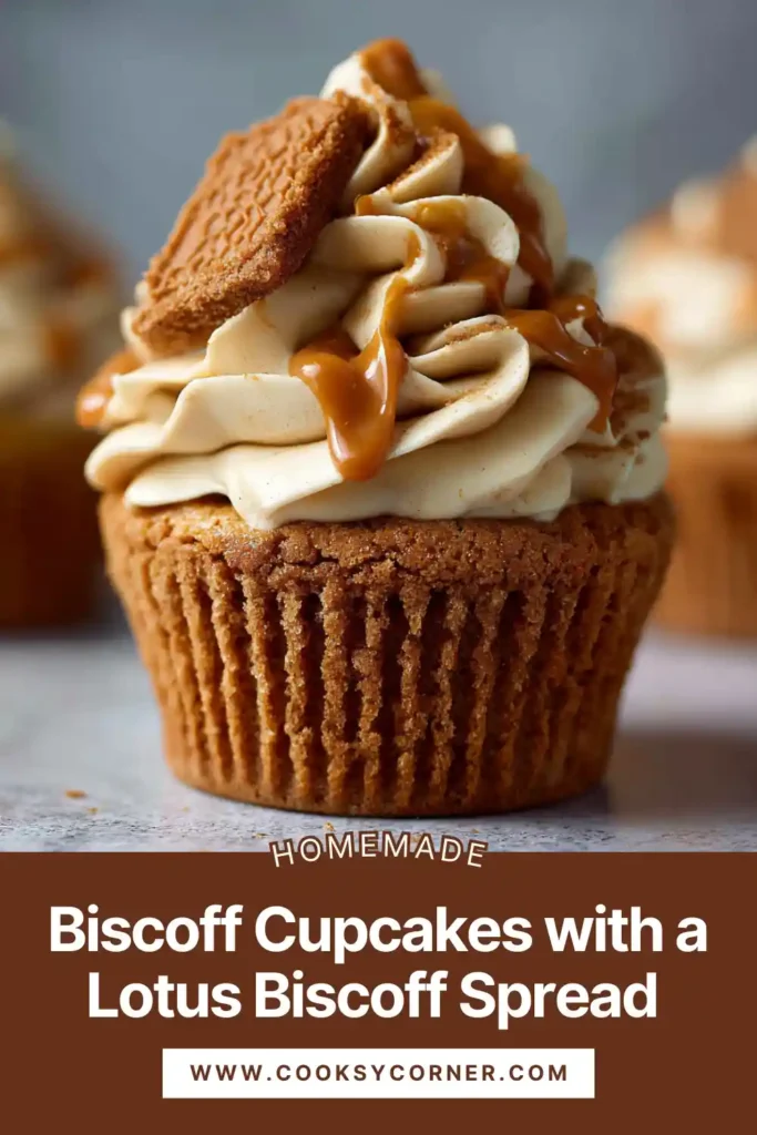 Biscoff filled cupcakes showing creamy cookie butter center.