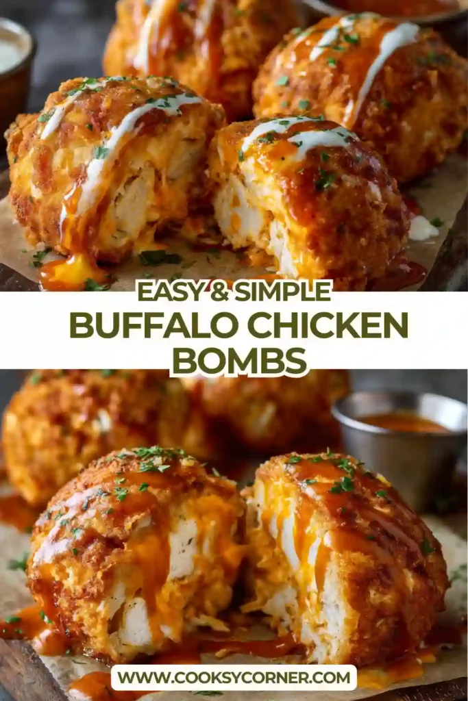 Baked buffalo chicken biscuit bites with cheese.