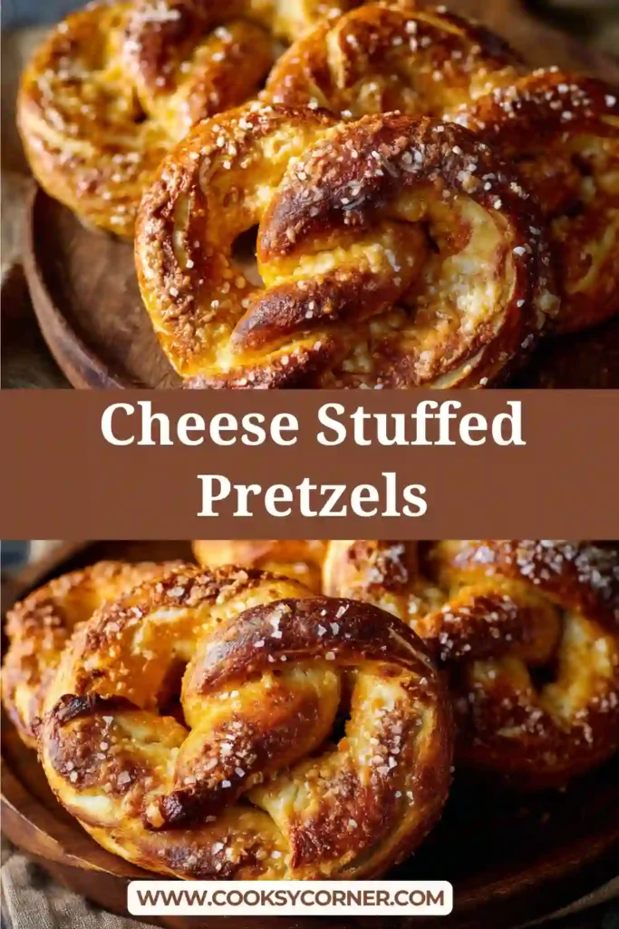 Soft homemade pretzels filled with cheese and sprinkled with coarse salt.