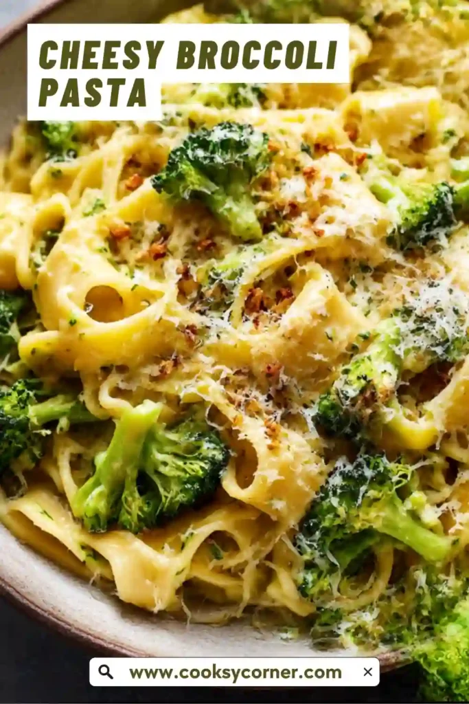 Broccoli pasta with cheesy sauce and crispy topping.