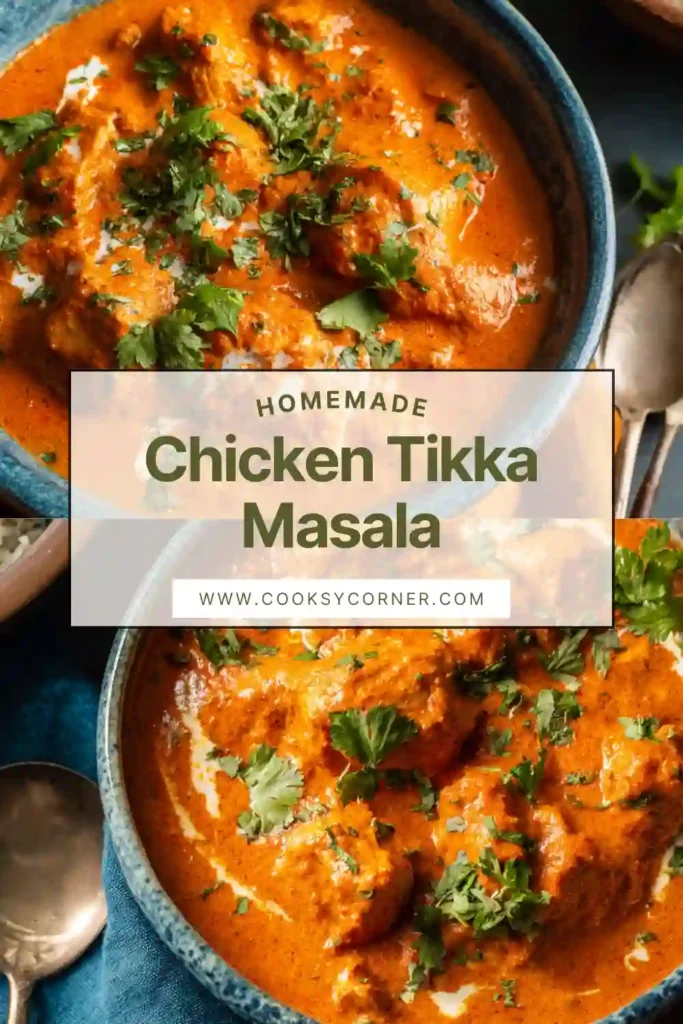Creamy Indian chicken tikka masala ready to serve.