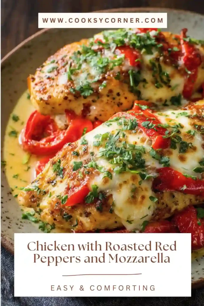Italian-style chicken with mozzarella and red peppers served with garlic lemon sauce.
