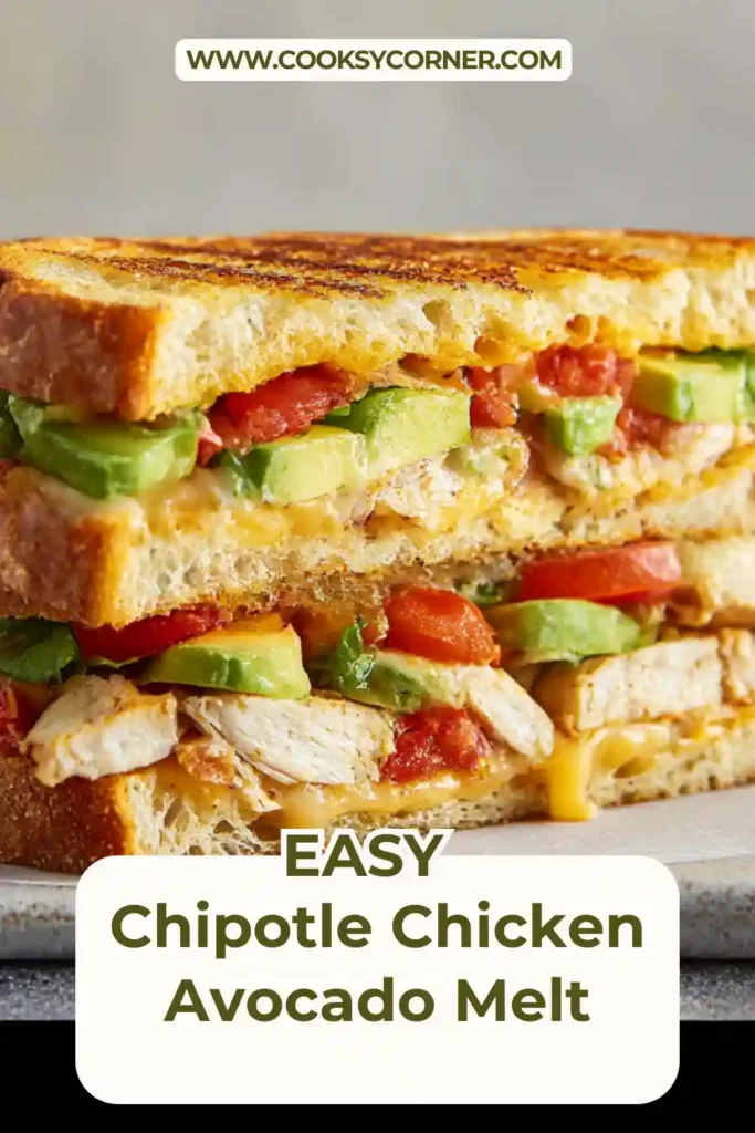 Smoky chipotle chicken avocado sandwich toasted until golden.