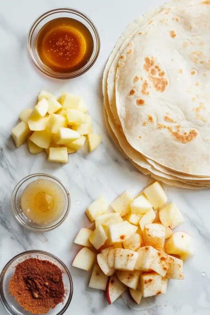 Golden cinnamon apple quesadillas ready to serve.