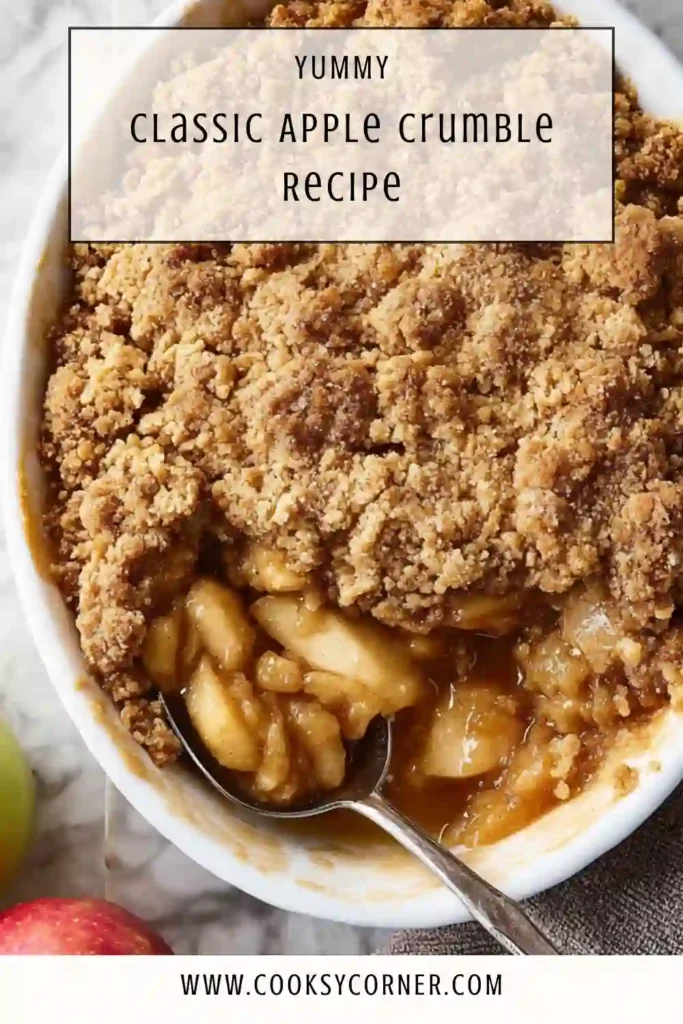 Classic Apple Crumble fresh from the oven with golden crumb topping and bubbling apple filling. This homemade apple crumble dessert is rich, warm, and comforting.