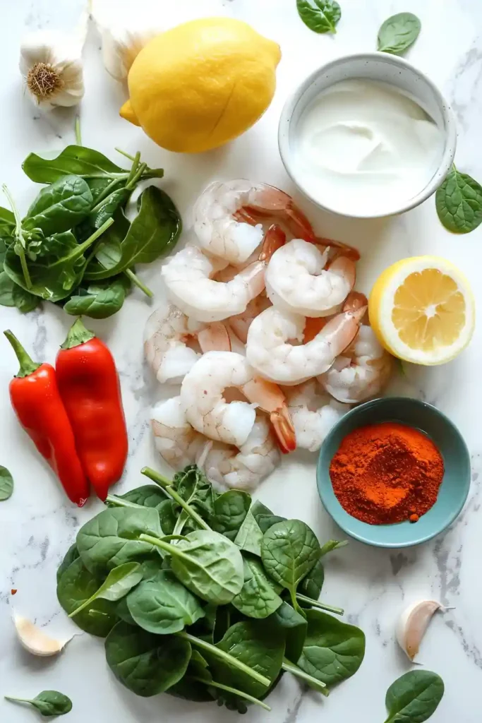 Skillet filled with creamy garlic paprika shrimp and spinach, finished with lemon and herbs. A quick and elegant shrimp recipe.
