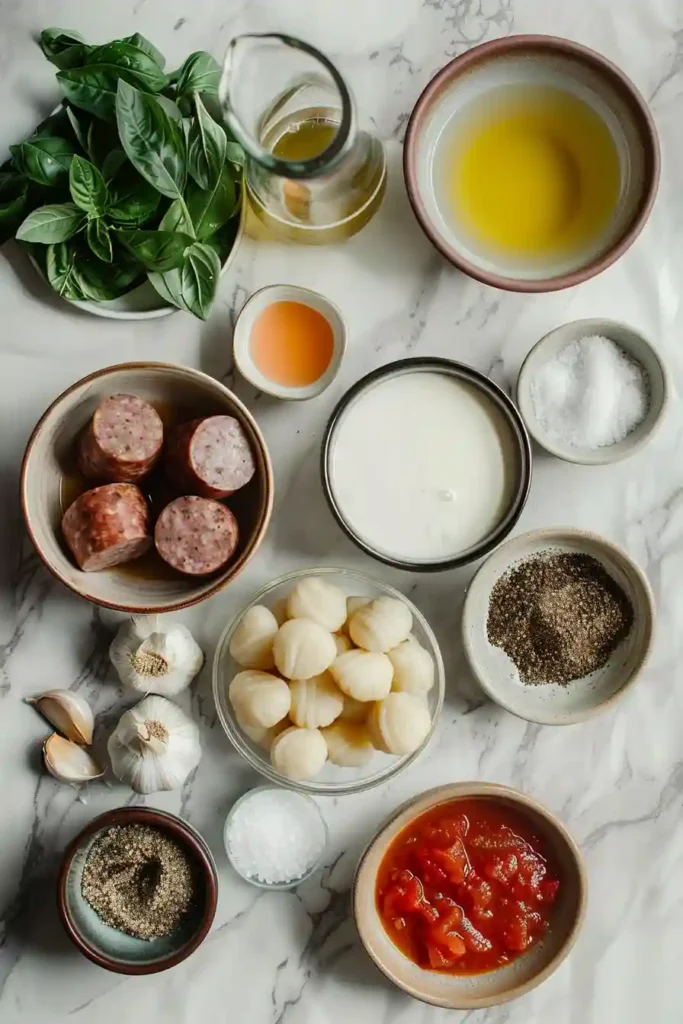 Homemade Creamy Italian Sausage Gnocchi Soup with beef sausage and gnocchi in a thick tomato cream base. Comfort food at its best.