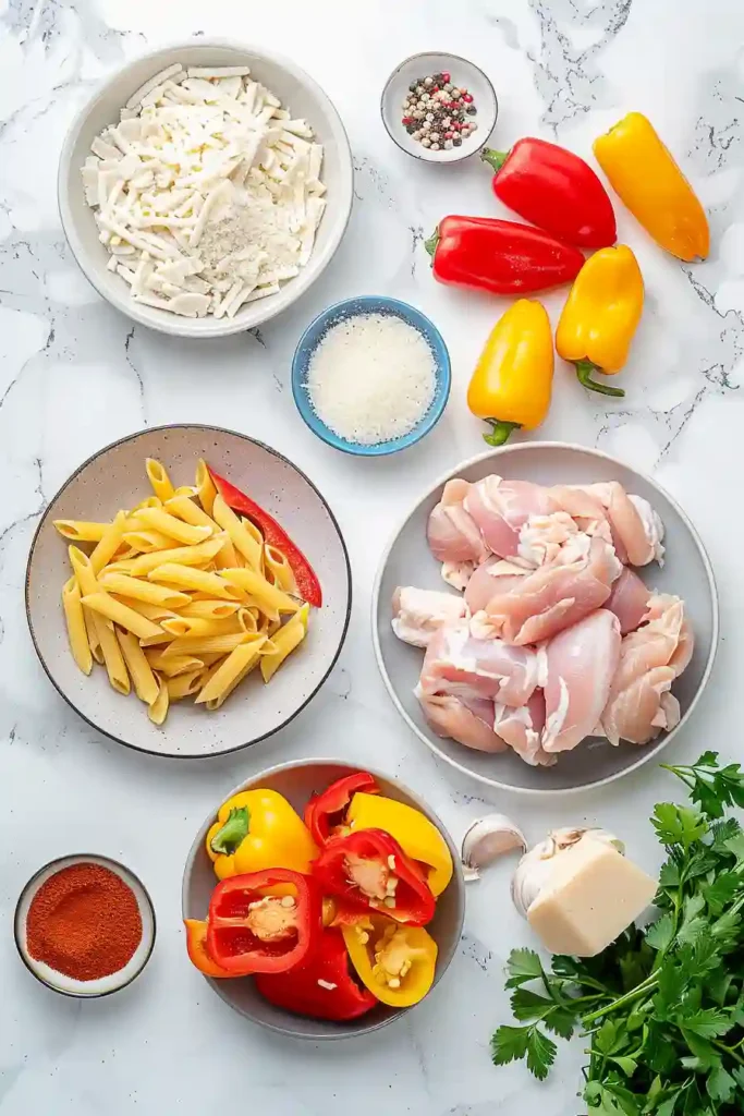 Skillet of creamy Cajun chicken pasta with penne, chicken, and peppers in a rich homemade sauce.