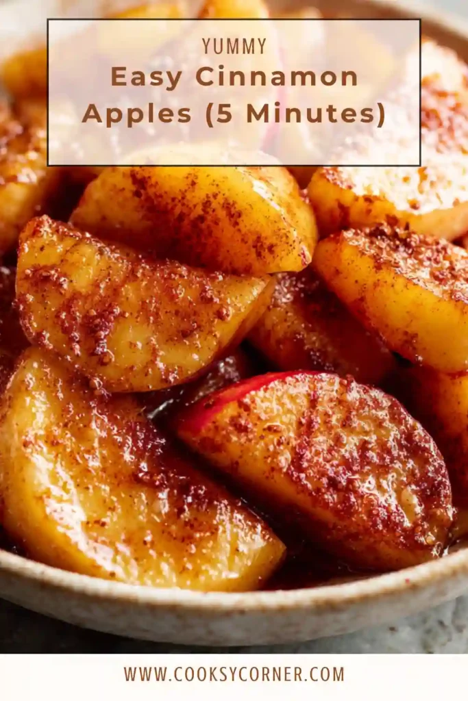 Warm stovetop cinnamon apples with maple syrup.