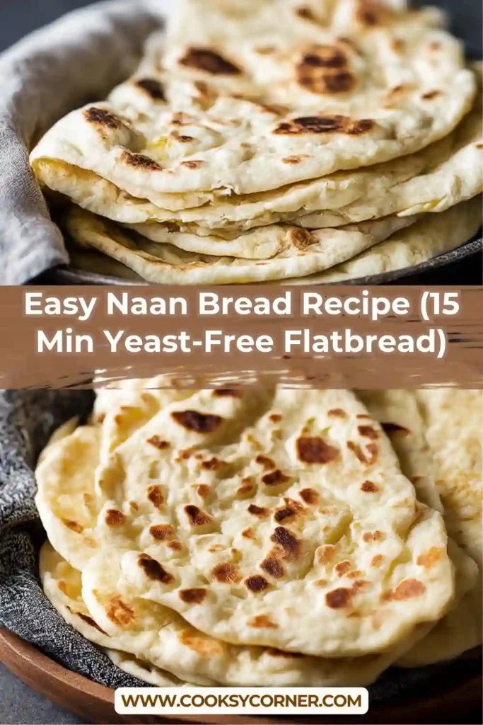 Homemade naan flatbread made with yogurt and cooked on stovetop.