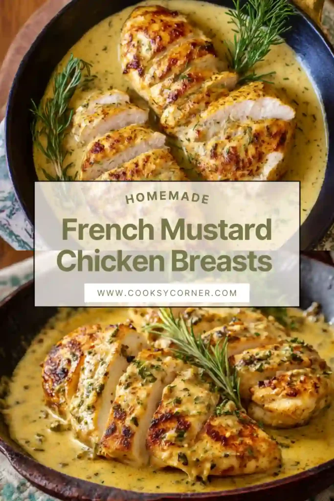 Creamy mustard chicken with fresh dill garnish.