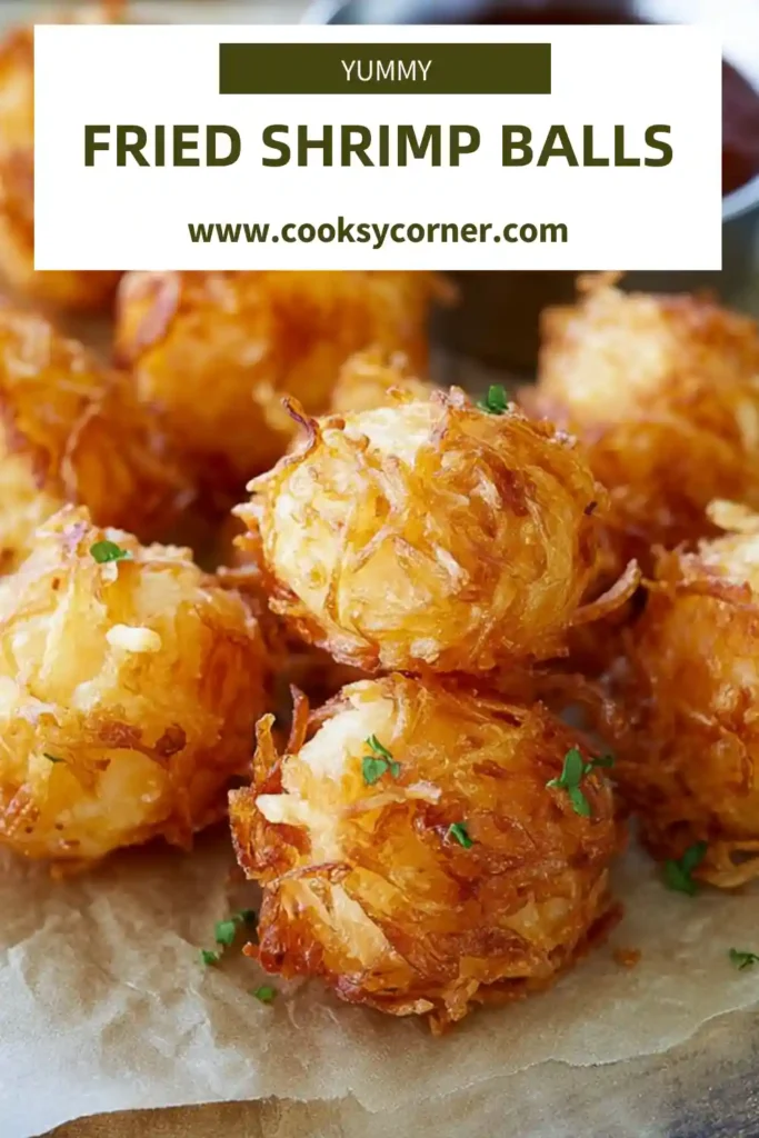 Crispy fried shrimp balls made with spring roll wrappers.