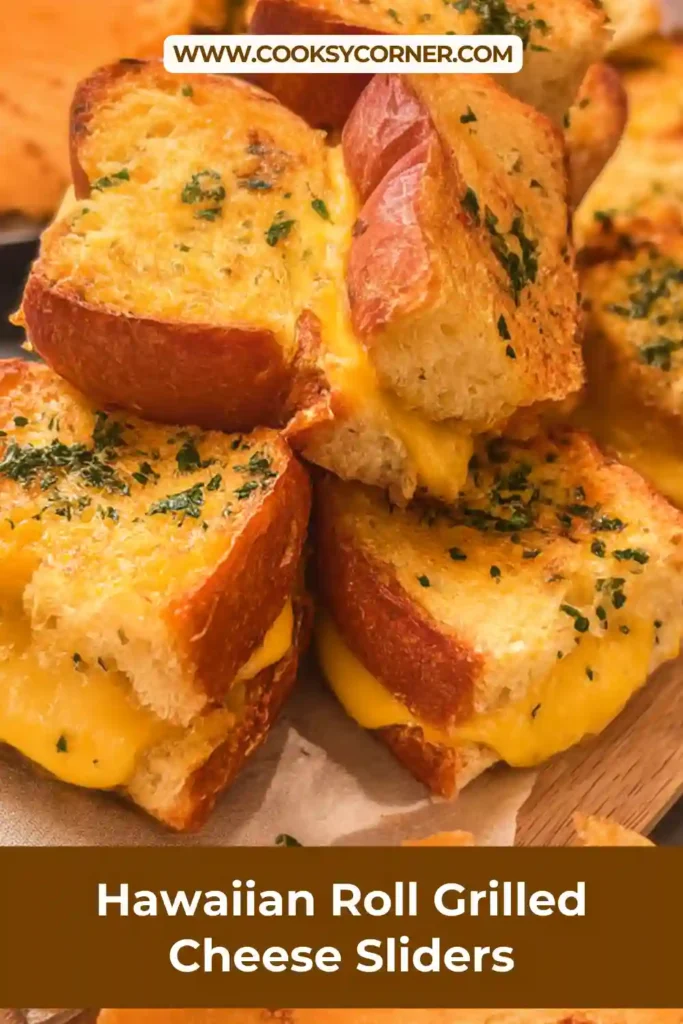 Mini grilled cheese sliders made with Hawaiian rolls.