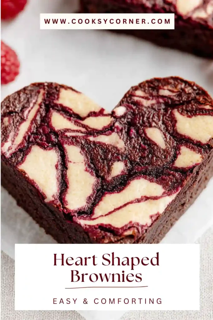 Valentine heart brownies with cheesecake and raspberry swirl.