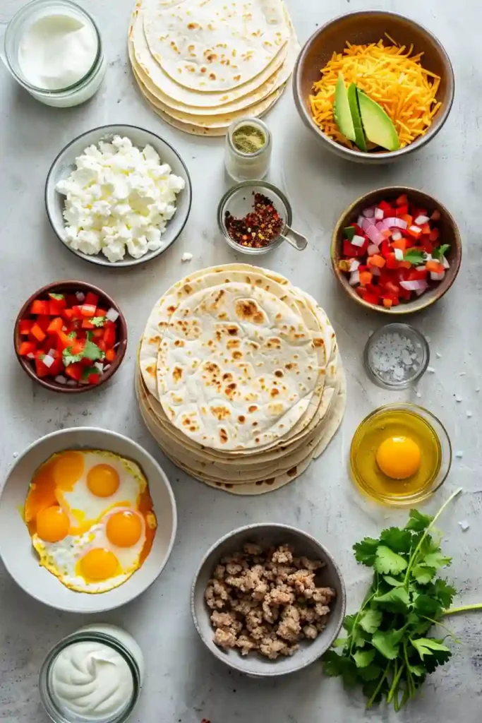 Meal prep breakfast burritos wrapped and ready to store.