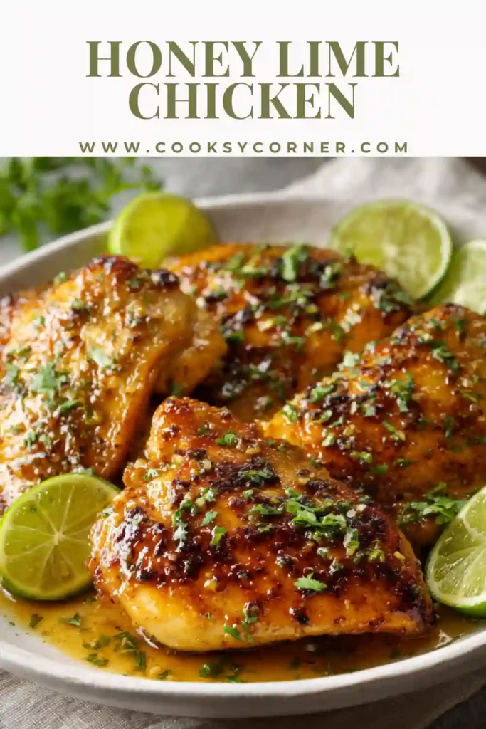 Skillet honey lime chicken ready to serve.