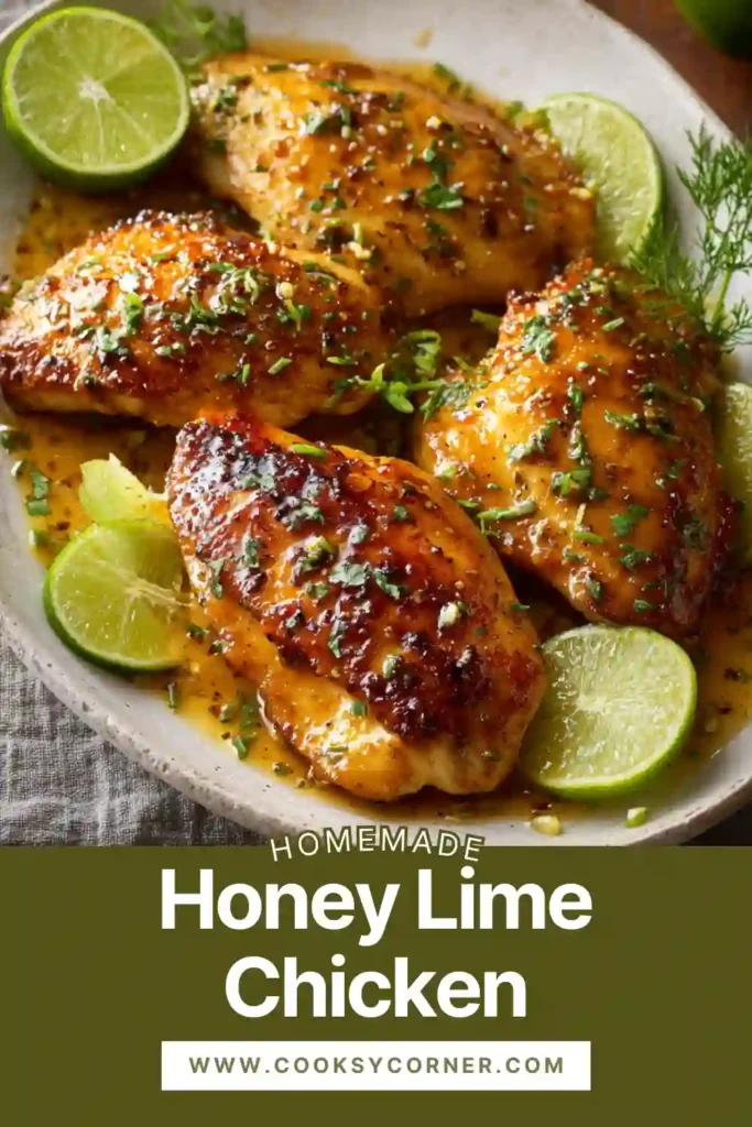 Juicy honey lime glazed chicken garnished with cilantro.