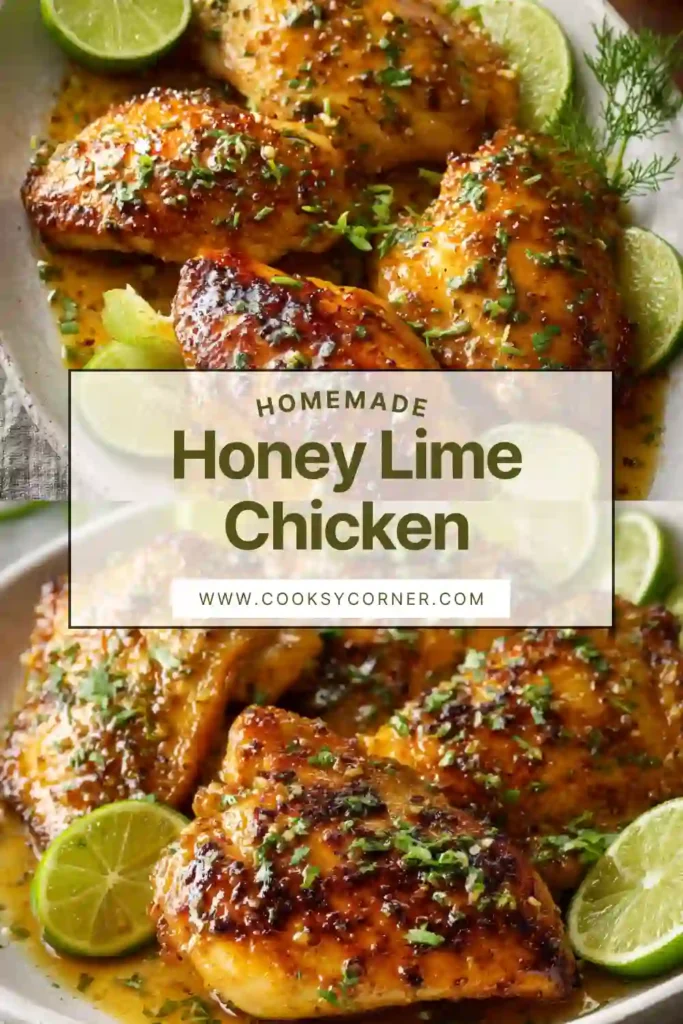 Honey Lime Chicken cooked in a skillet with glossy sauce.
