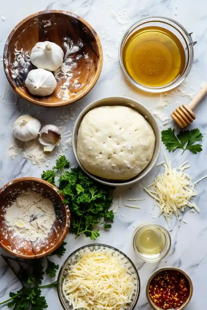 Homemade hot honey garlic bread pizza sliced and ready to serve.