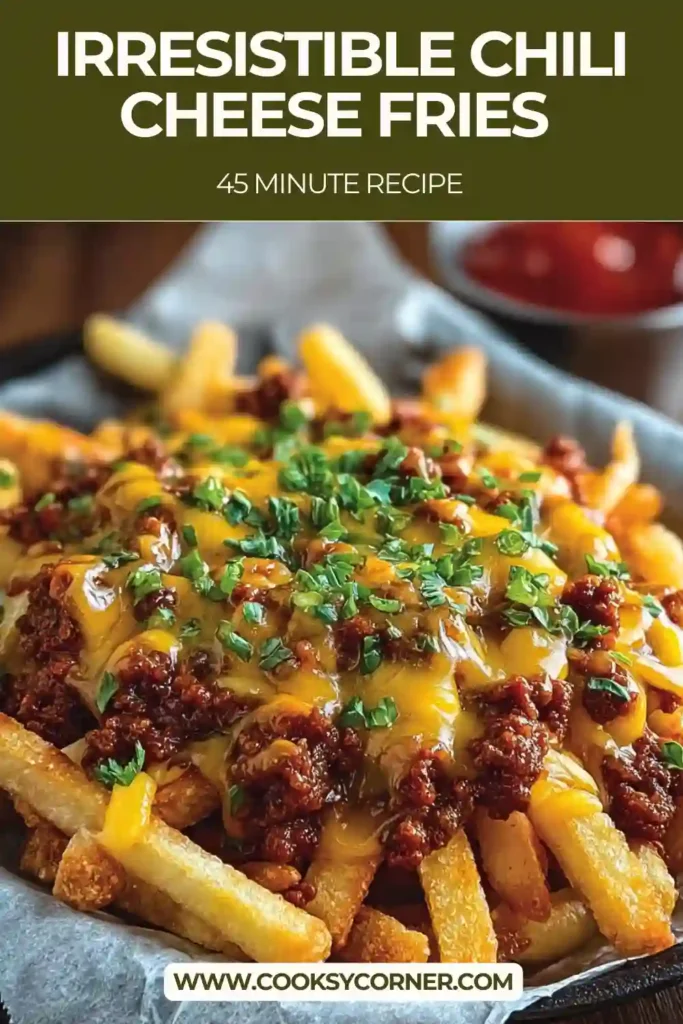 Loaded Chili Cheese Fries featuring golden fries, melted cheese, and savory chili.