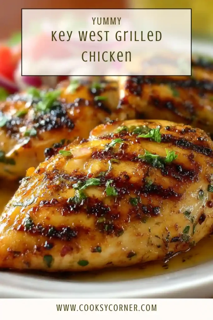 Close-up of juicy grilled chicken marinated in lime and spices.