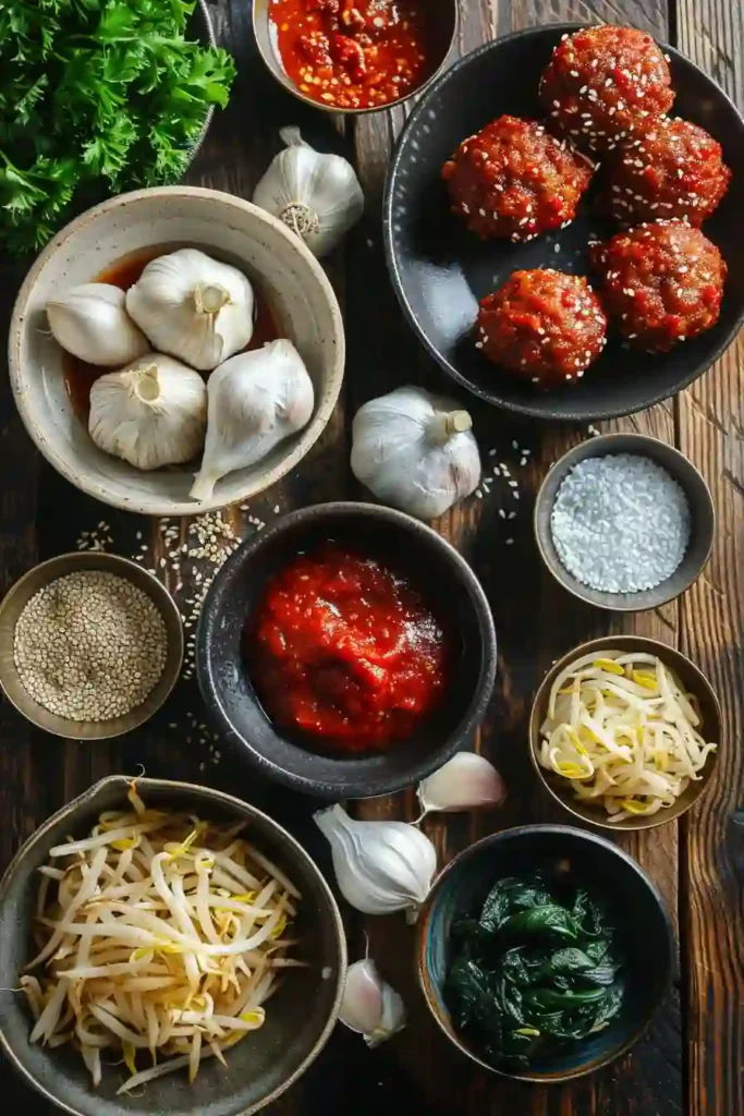 Homemade Korean BBQ beef meatballs with sesame glaze and spicy mayo dipping sauce.