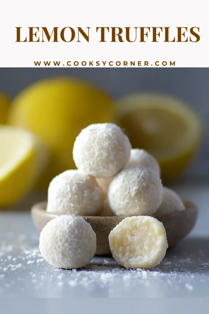 Lemon truffles rolled in powdered sugar with a creamy white chocolate center and fresh lemon zest flavor. These no-bake lemon truffles are smooth, bright, and elegant.
