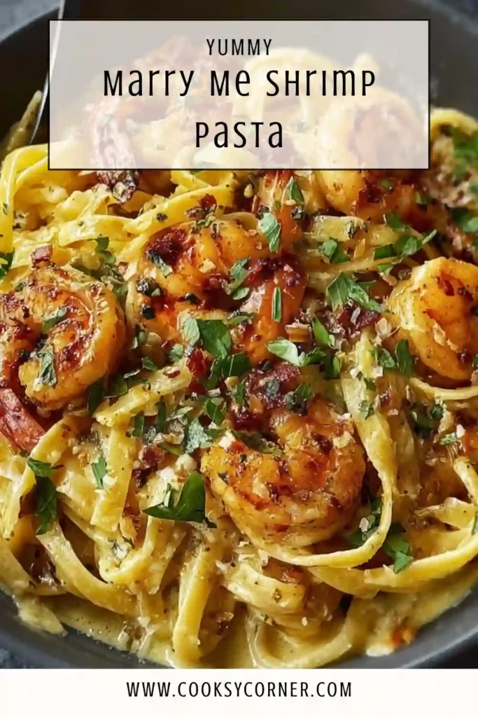 One-pan Marry Me Shrimp Pasta served warm with fresh basil garnish.