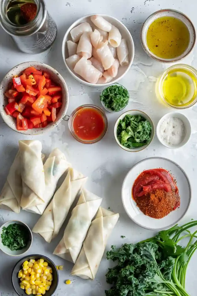 Close-up of crunchy Mexican Chicken Egg Rolls with flavorful chicken and vegetable filling.
