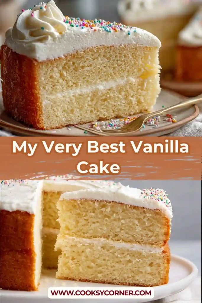 Classic vanilla cake with fluffy crumb.